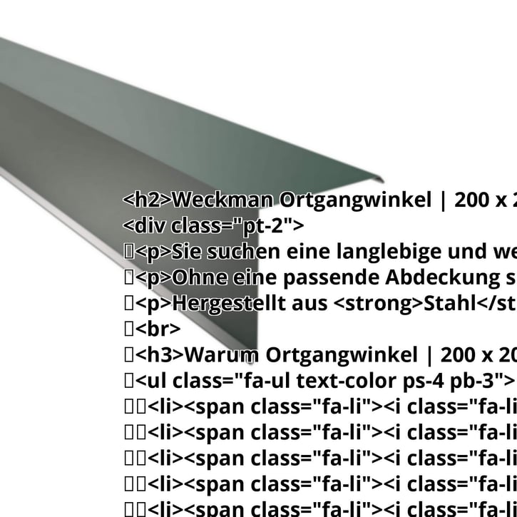 Ortgangwinkel | 200 x 200 mm | Stahl 0,50 mm | 60 µm Puramid | 6005 - Moosgrün #2