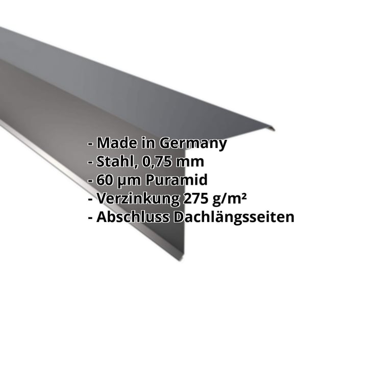 Ortgangwinkel | 200 x 200 mm | Stahl 0,75 mm | 60 µm Puramid | 7016 - Anthrazitgrau #2