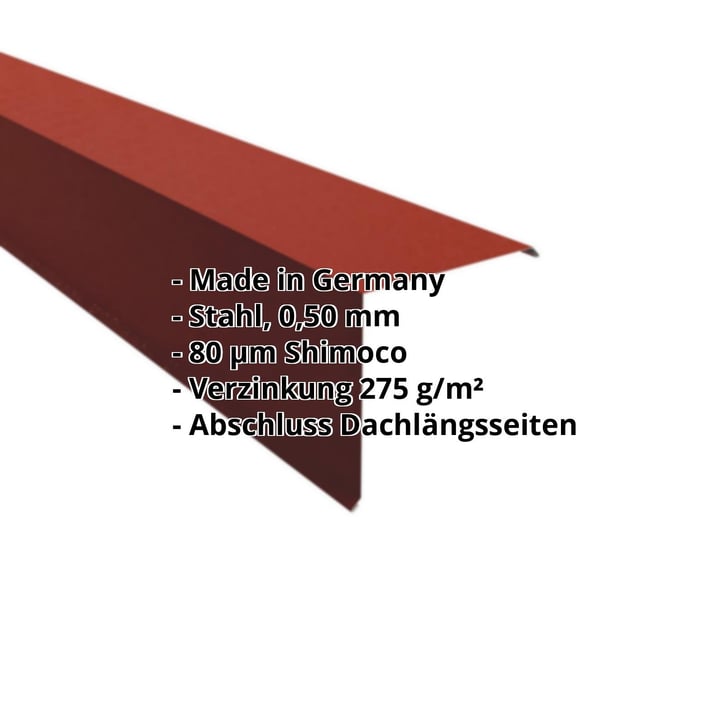 Ortgangwinkel | 200 x 200 mm | Stahl 0,50 mm | 80 µm Shimoco | 3009 - Oxidrot #2
