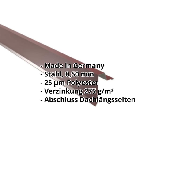Ortgangwinkel | Stehfalzprofil 33/500 | Stahl 0,50 mm | 25 µm Polyester | 3005 - Weinrot #2