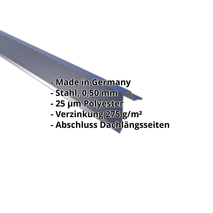 Ortgangwinkel | Stehfalzprofil 33/500 | Stahl 0,50 mm | 25 µm Polyester | 5010 - Enzianblau #2