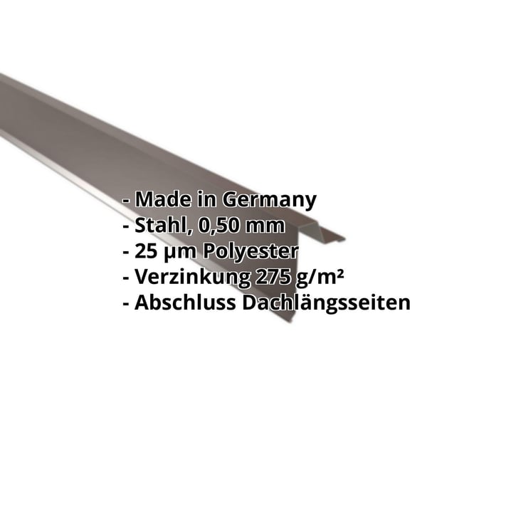 Ortgangwinkel | Stehfalzprofil 33/500 | Stahl 0,50 mm | 25 µm Polyester | 8014 - Sepiabraun #2