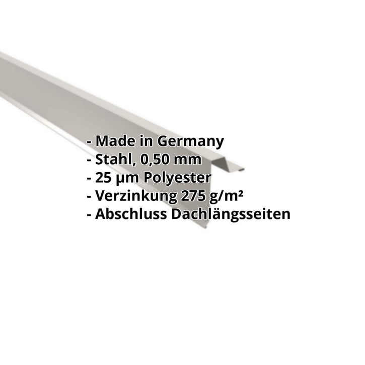 Ortgangwinkel | Stehfalzprofil 33/500 | Stahl 0,50 mm | 25 µm Polyester | 9002 - Grauweiß #2