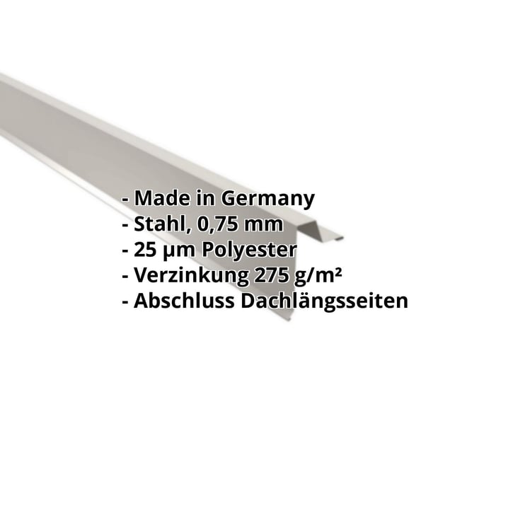 Ortgangwinkel | Stehfalzprofil 33/500 | Stahl 0,75 mm | 25 µm Polyester | 9002 - Grauweiß #2