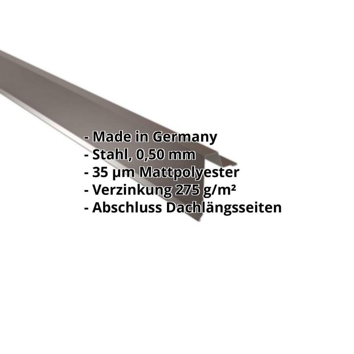 Ortgangwinkel | Stehfalzprofil 33/500 | Stahl 0,50 mm | 35 µm Mattpolyester | 32 - Dunkelbraun #2
