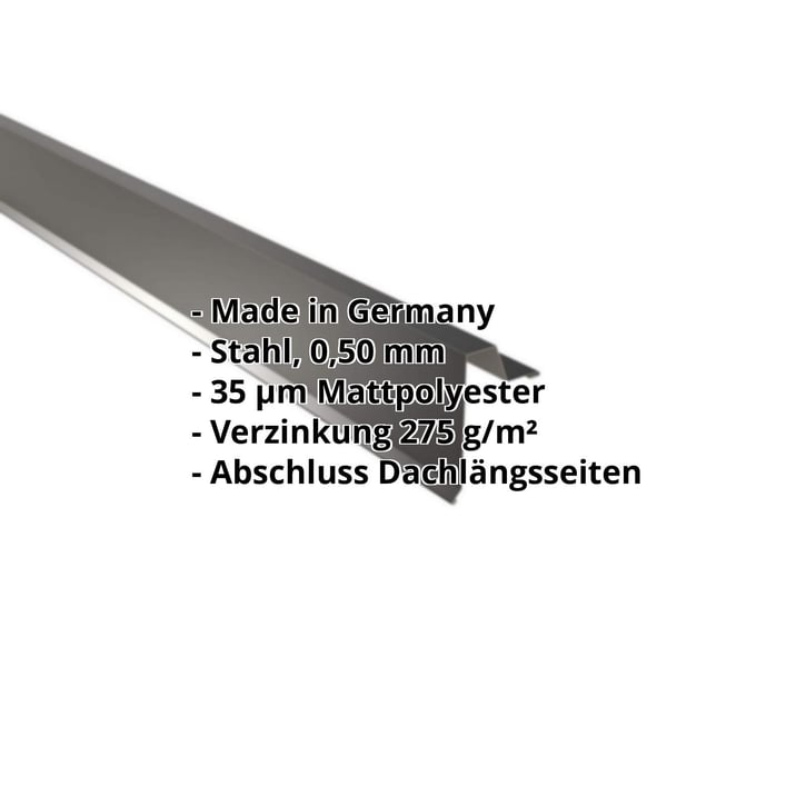 Ortgangwinkel | Stehfalzprofil 33/500 | Stahl 0,50 mm | 35 µm Mattpolyester | 33 - Schwarz #2