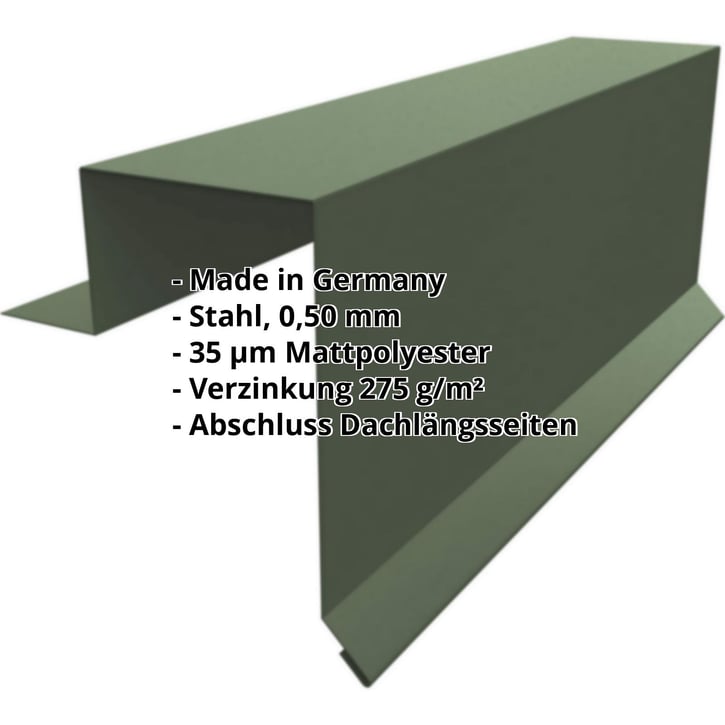 Ortgangwinkel | Stehfalzprofil PD-510-S | Stahl 0,50 mm | 35 µm Mattpolyester | 011 - Grün #2