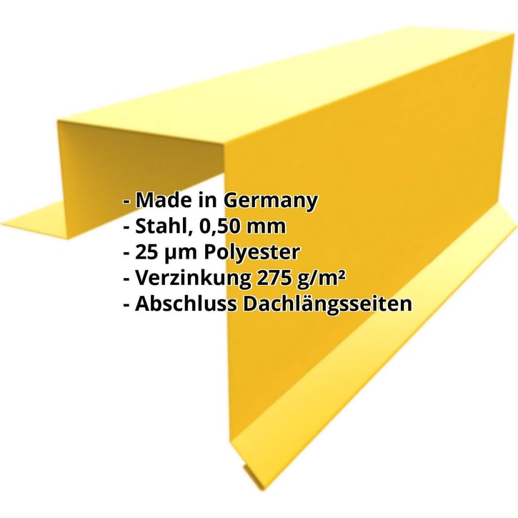 Ortgangwinkel | Stehfalzprofil PD-510-S | Stahl 0,50 mm | 25 µm Polyester | 1021 - Rapsgelb #2