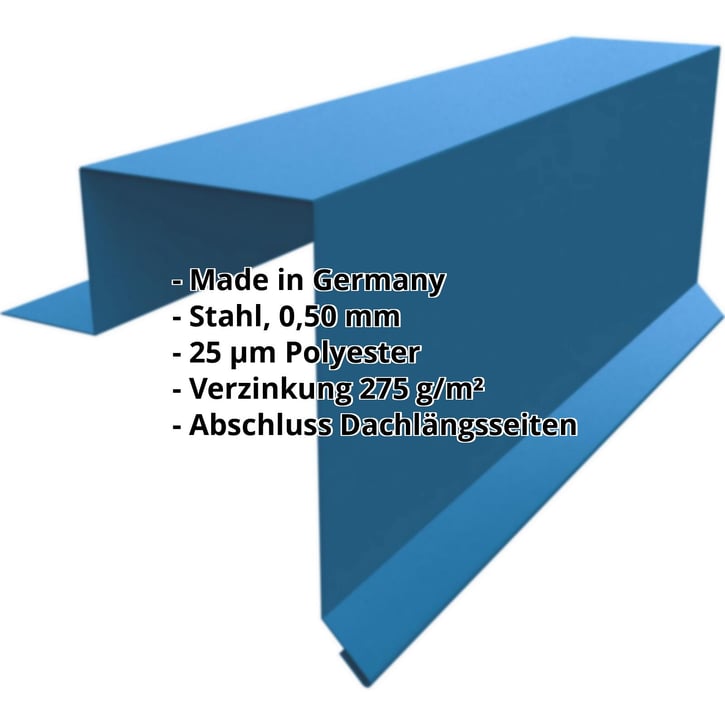 Ortgangwinkel | Stehfalzprofil PD-510-S | Stahl 0,50 mm | 25 µm Polyester | 5010 - Enzianblau #2