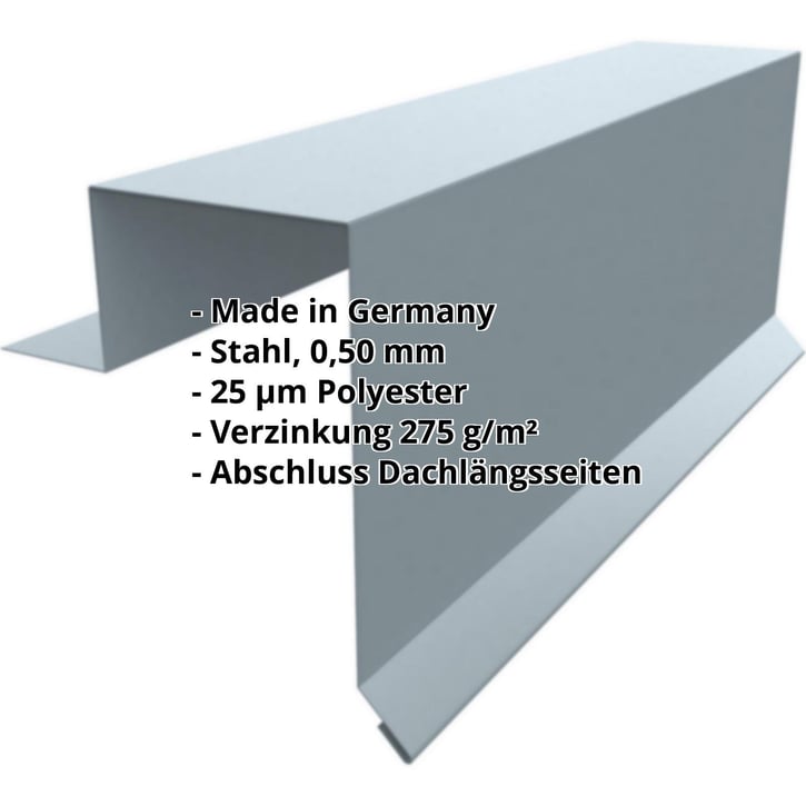 Ortgangwinkel | Stehfalzprofil PD-510-S | Stahl 0,50 mm | 25 µm Polyester | 7000 - Fehgrau #2