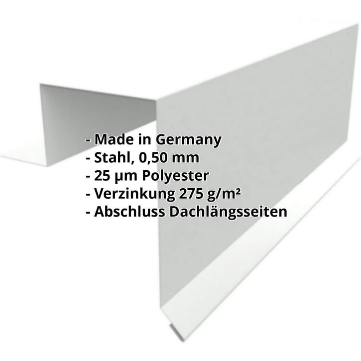 Ortgangwinkel | Stehfalzprofil PD-510-S | Stahl 0,50 mm | 25 µm Polyester | 7035 - Lichtgrau #2