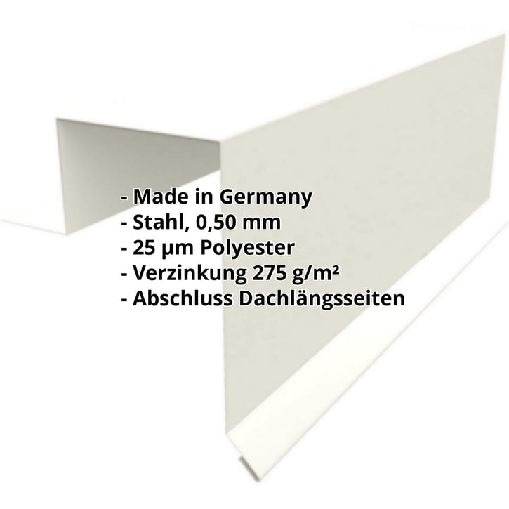 Ortgangwinkel | Stehfalzprofil PD-510-S | Stahl 0,50 mm | 25 µm Polyester | 9002 - Grauweiß #2