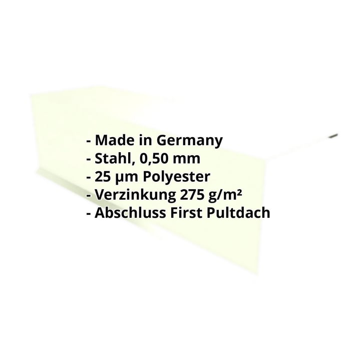 Pultabschluss | 110 x 100 x 2000 mm | 80° | Stahl 0,50 mm | 25 µm Polyester | 9002 - Grauweiß #2