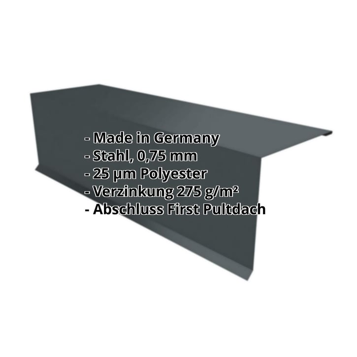 Pultabschluss | 110 x 100 x 2000 mm | 80° | Stahl 0,75 mm | 25 µm Polyester | 7016 - Anthrazitgrau #2