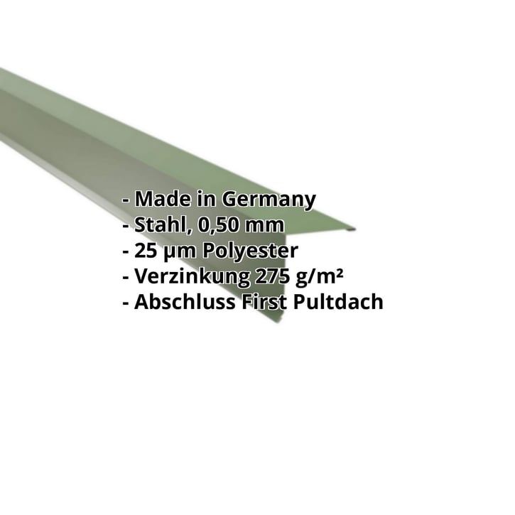 Pultabschluss | 115 x 115 mm | 80° | Stahl 0,50 mm | 25 µm Polyester | 6011 - Resedagrün #2