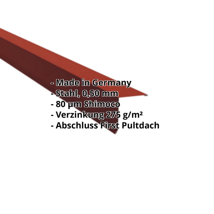 Pultabschluss | 115 x 115 mm | 80° | Stahl 0,50 mm | 80 µm Shimoco | 3009 - Oxidrot #2
