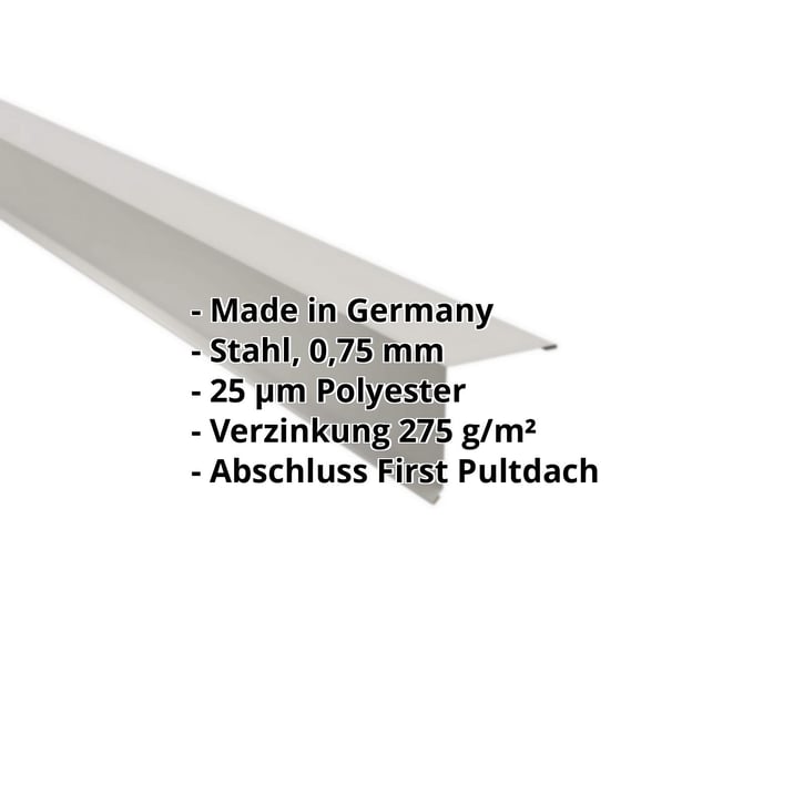 Pultabschluss | 115 x 115 mm | 85° | Stahl 0,75 mm | 25 µm Polyester | 9006 - Weißaluminium #2