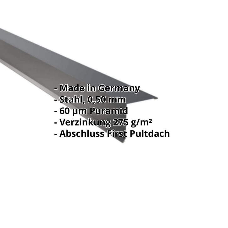 Pultabschluss | 115 x 115 mm | 85° | Stahl 0,50 mm | 60 µm Puramid | 7016 - Anthrazitgrau #2