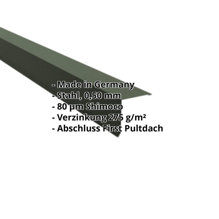 Pultabschluss | 115 x 115 mm | 85° | Stahl 0,50 mm | 80 µm Shimoco | 6020 - Chromoxidgrün #2