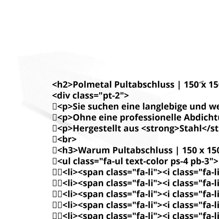 Pultabschluss | 150 x 150 x 2000 mm | 80° | Stahl 0,50 mm | Aluzink | Silbergrau #2