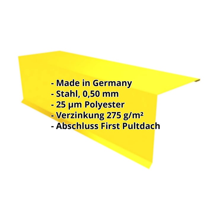 Pultabschluss | 150 x 150 x 2000 mm | 80° | Stahl 0,50 mm | 25 µm Polyester | 1021 - Rapsgelb #2