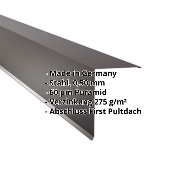 Pultabschluss | 200 x 250 mm | 80° | Stahl 0,50 mm | 60 µm Puramid | 8017 - Schokoladenbraun #2
