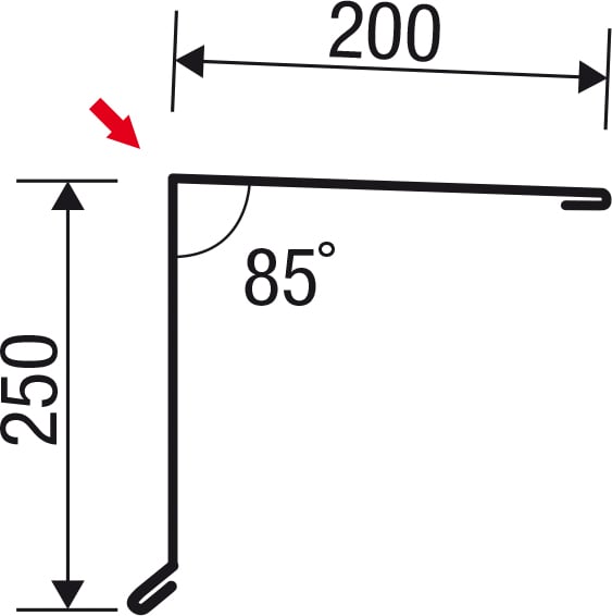 Pultabschluss | 200 x 250 mm | 85° | Stahl 0,50 mm | 60 µm Puramid | 7016 - Anthrazitgrau #5