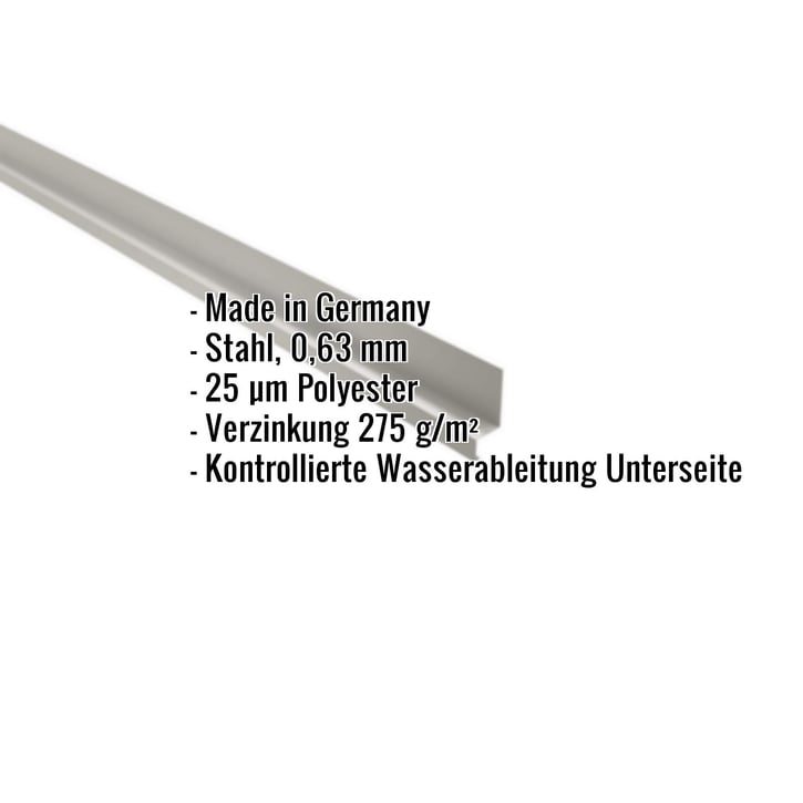 Sockelleiste | 5 x 2,5 x 2 cm | 100° | Stahl 0,63 mm | 25 µm Polyester | 9006 - Weißaluminium #2