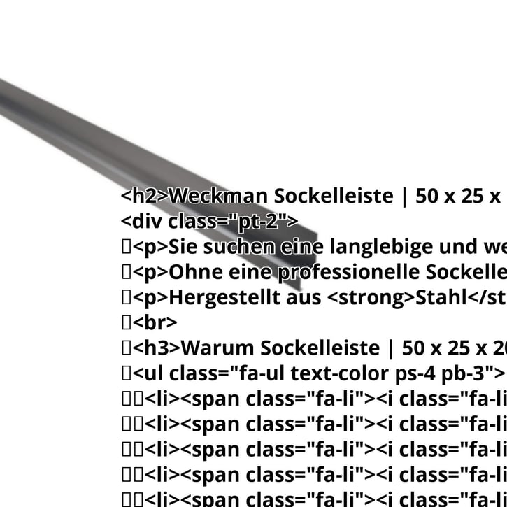 Sockelleiste | 50 x 25 x 20 mm | 100° | Stahl 0,75 mm | 60 µm Puramid | 7016 - Anthrazitgrau #2