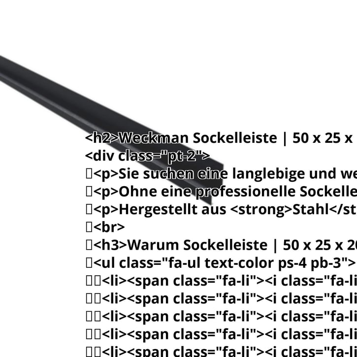 Sockelleiste | 50 x 25 x 20 mm | 100° | Stahl 0,50 mm | 80 µm Shimoco | 7016 - Anthrazitgrau #2