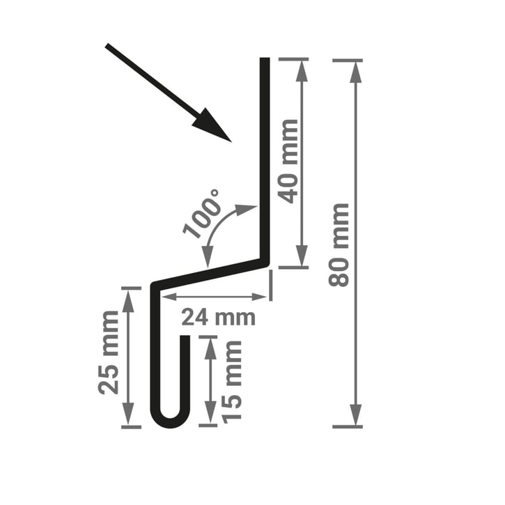 Sockelleiste | Typ 1 | 40 x 24 x 25 x 2000 mm | Stahl 0,75 mm | 25 µm Polyester | 7016 - Anthrazitgrau #3