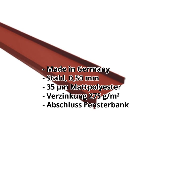 Sohlbank | 50 x 115 x 40 x 2000 mm | Stahl 0,50 mm | 35 µm Mattpolyester | 29 - Rot #2