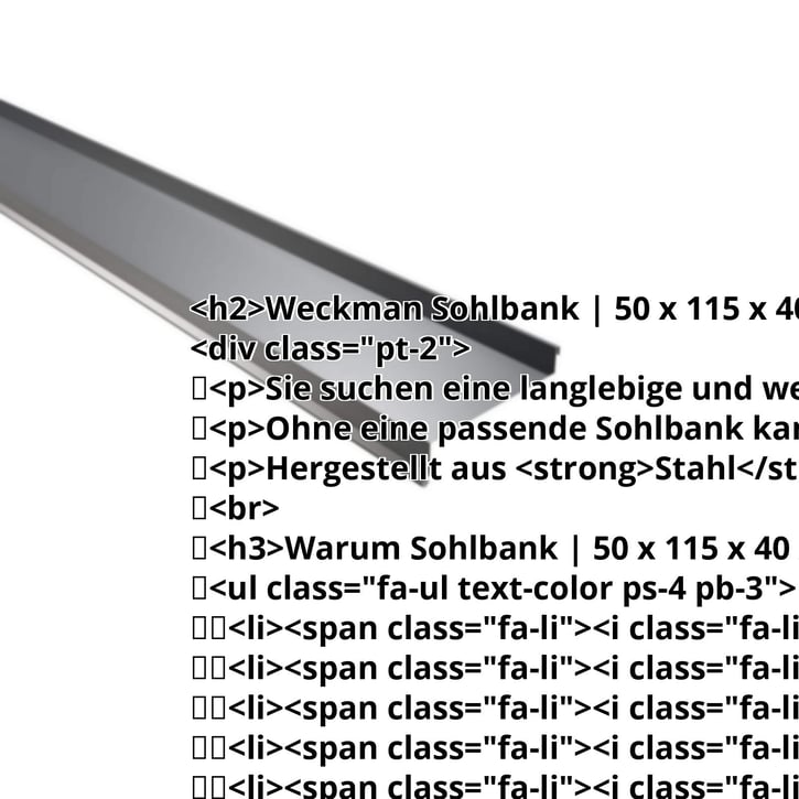 Sohlbank | 50 x 115 x 40 x 2000 mm | Stahl 0,50 mm | 60 µm Puramid | 7016 - Anthrazitgrau #2