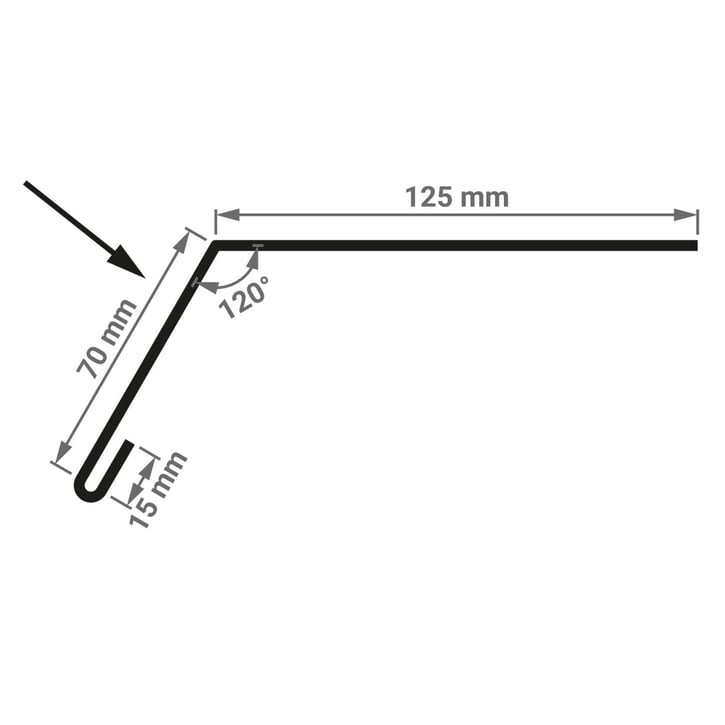 Traufenblech | 125 x 70 x 2000 mm | Stahl 0,50 mm | 25 µm Polyester | 9007 - Graualuminium #3