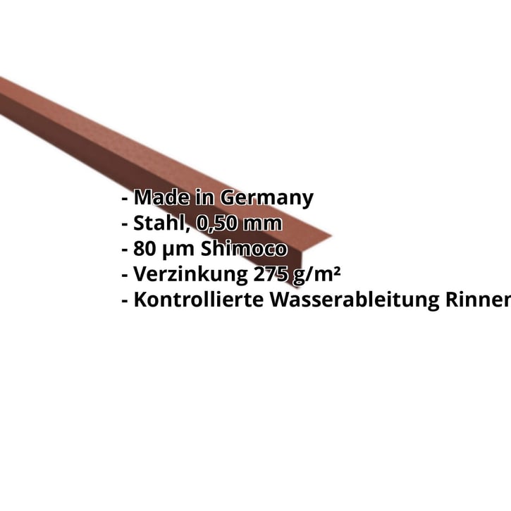 Traufenblech | 50 x 50 mm | 100° | Stahl 0,50 mm | 80 µm Shimoco | 8004 - Kupferbraun #2