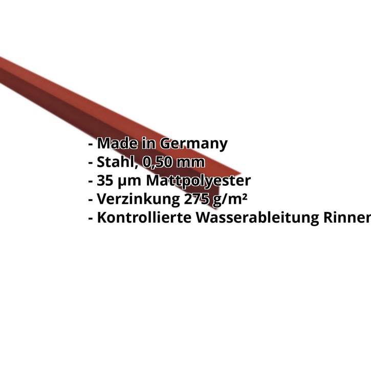 Traufenblech | 50 x 50 mm | 95° | Stahl 0,50 mm | 35 µm Mattpolyester | 29 - Rot #2