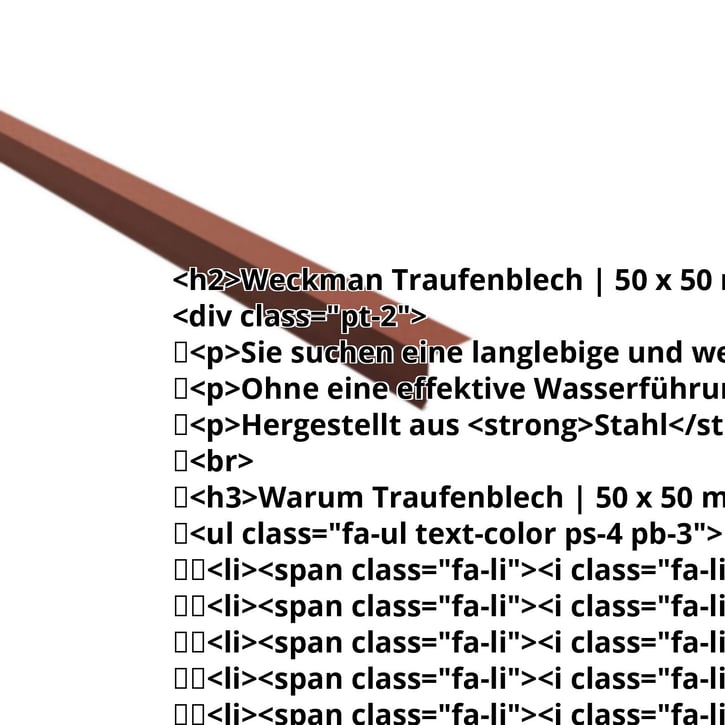 Traufenblech | 50 x 50 mm | 95° | Stahl 0,50 mm | 80 µm Shimoco | 8004 - Kupferbraun #2