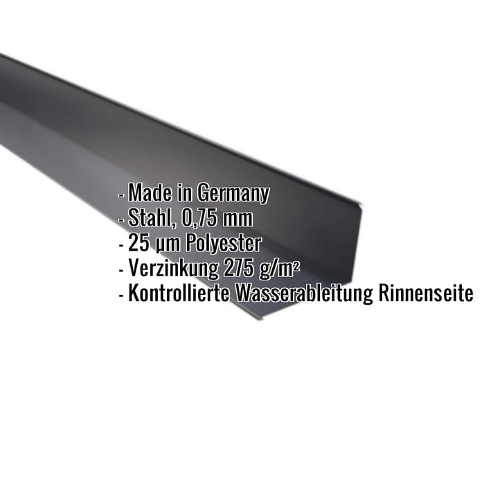 Traufenblech | 8 x 3 cm | 95° | Stahl 0,75 mm | 25 µm Polyester | 7016 - Anthrazitgrau #2