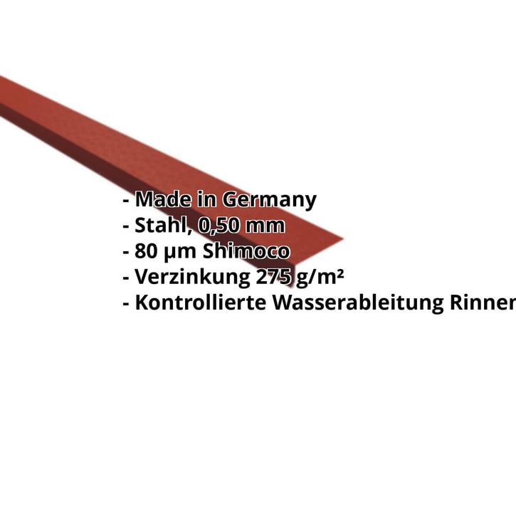Traufenblech | 80 x 30 mm | 100° | Stahl 0,50 mm | 80 µm Shimoco | 3009 - Oxidrot #2
