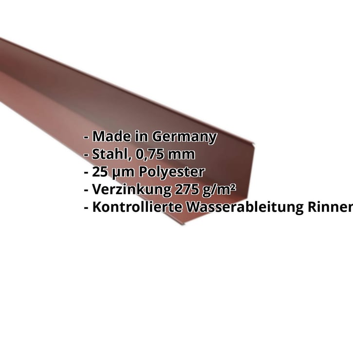 Traufenblech | 80 x 30 mm | 95° | Stahl 0,75 mm | 25 µm Polyester | 8012 - Rotbraun #2