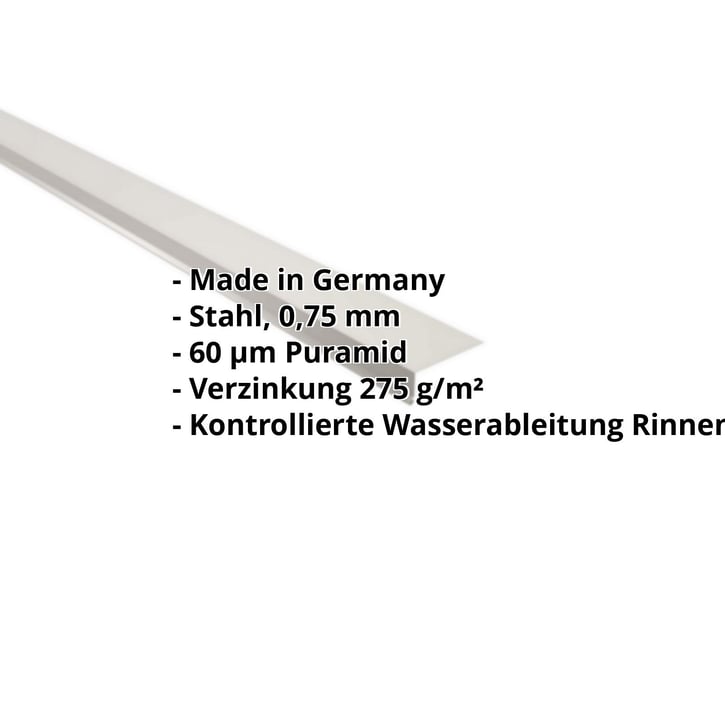Traufenblech | 80 x 30 mm | 95° | Stahl 0,75 mm | 60 µm Puramid | 9002 - Grauweiß #2