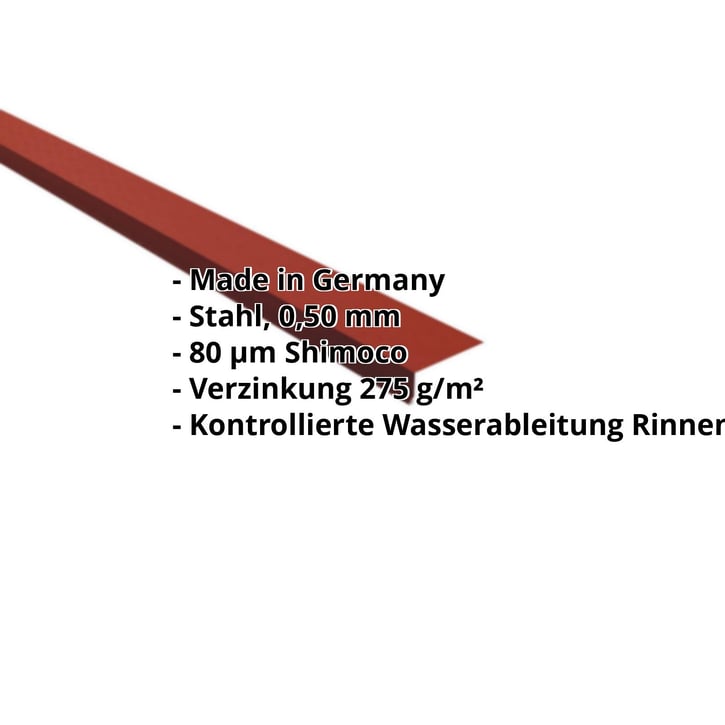 Traufenblech | 80 x 30 mm | 95° | Stahl 0,50 mm | 80 µm Shimoco | 3009 - Oxidrot #2