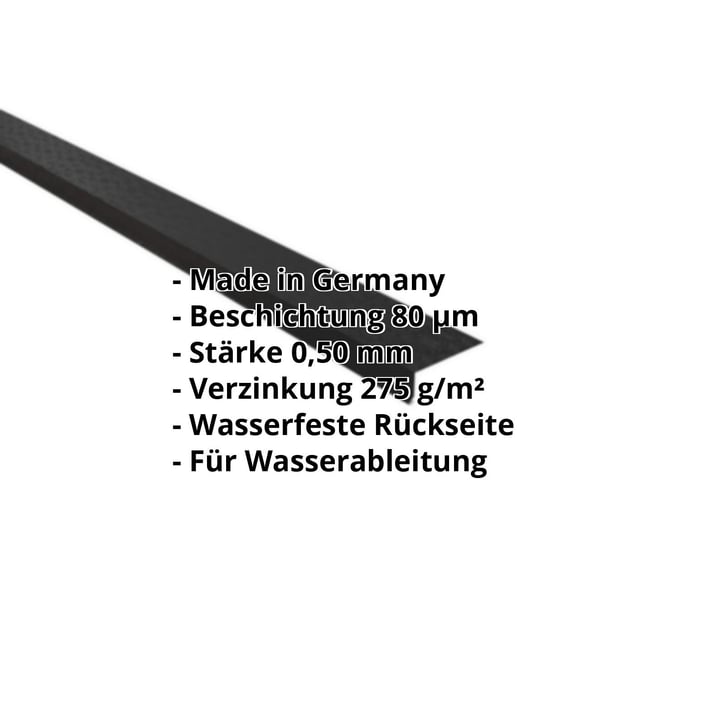 Traufenblech | 80 x 30 mm | 95° | Stahl 0,50 mm | 80 µm Shimoco | 9005 - Tiefschwarz #2