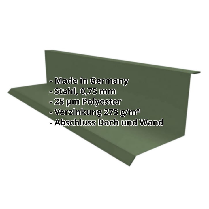 Wandanschluss | Typ 1 | 100 x 110 x 2000 | 90° | Stahl 0,75 mm | 25 µm Polyester | 6020 - Chromoxidgrün #2