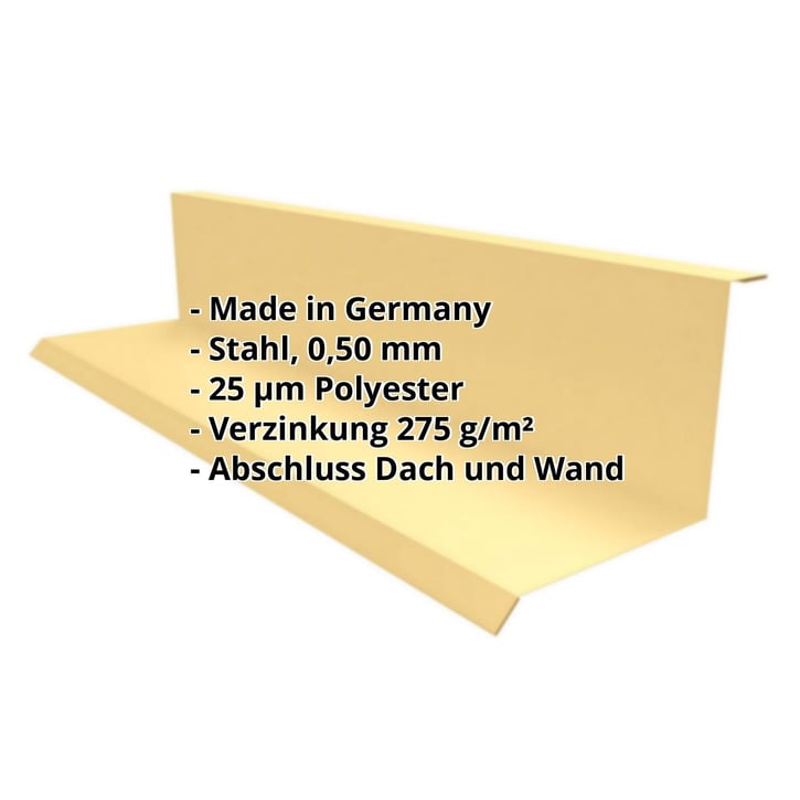 Wandanschluss | Typ 1 | 100 x 110 x 2000 mm | 90° | Stahl 0,50 mm | 25 µm Polyester | 1002 - Sandgelb #2