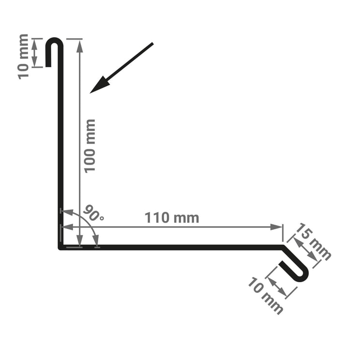 Wandanschluss | Typ 2 | 100 x 110 x 2000 | 90° | Stahl 0,75 mm | 25 µm Polyester | 9010 - Reinweiß #2