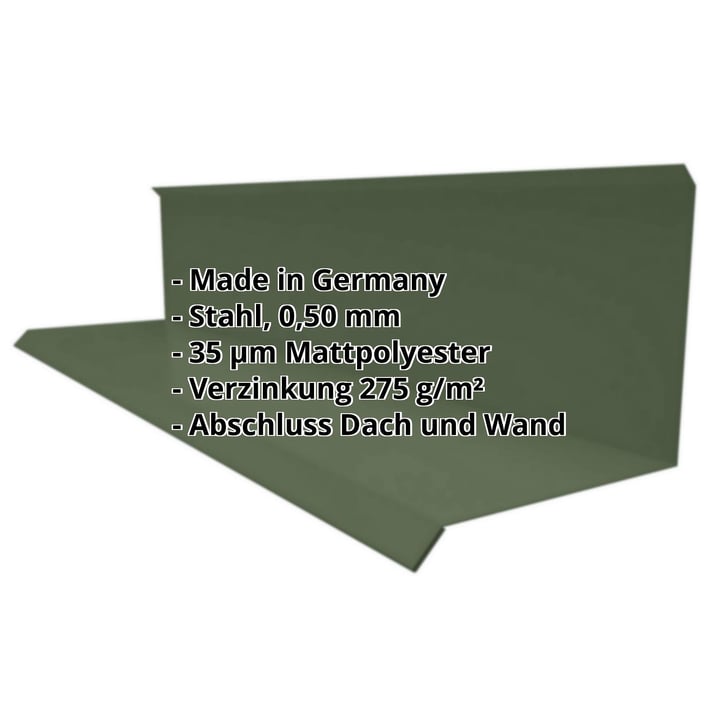 Wandanschluss | Typ 3 | 100 x 110 x 2000 mm | 90° | Stahl 0,50 mm | 35 µm Mattpolyester | 011 - Grün #2