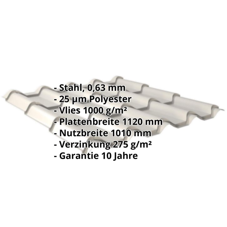 Pfannenblech EUROPA | Anti-Tropf 1000 g/m² | Stahl 0,63 mm | 25 µm Polyester | 9006 - Weißaluminium #2