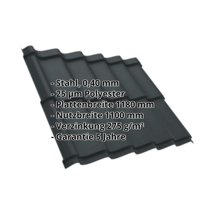 Pfannenblech Szafir 350/15 Stahl 0,40 mm | 25 µm Polyester | 7016 - Anthrazitgrau Pfannenblech Szafir 350/15 | Stahl 0,40 mm | 25 µm Polyester | 7016 - Anthrazitgrau #2