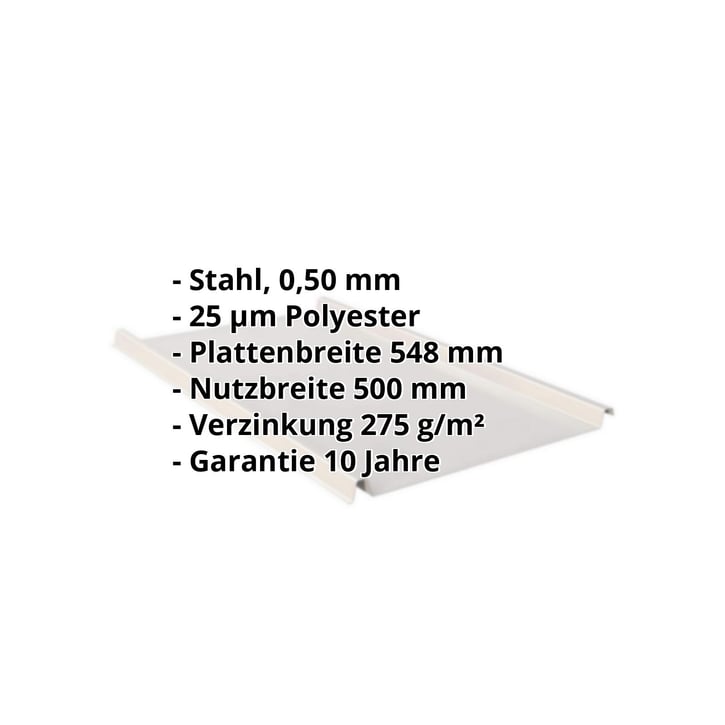 Stehfalzblech 33/500-LE | Dach | Stahl 0,50 mm | 25 µm Polyester | 7035 - Lichtgrau #2